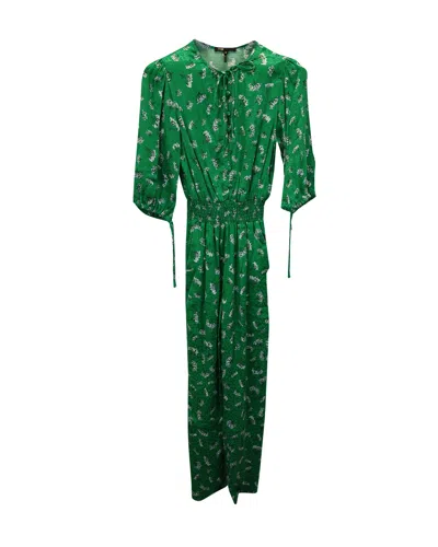 Maje Printed Jumpsuit In Green Viscose