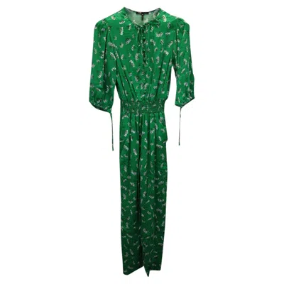 Pre-owned Maje Printed Jumpsuit In Green Viscose