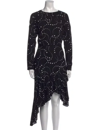 Pre-owned Maje Printed Knee-length Dress In Black