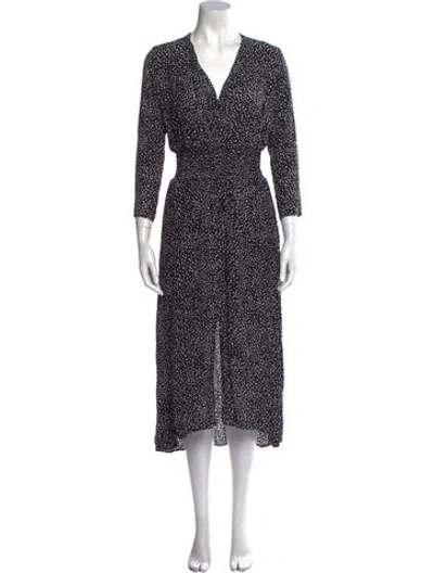 Pre-owned Maje Printed Knee-length Dress In Black