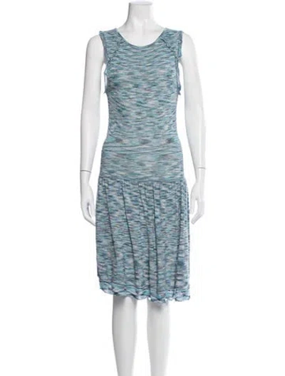 Pre-owned Maje Printed Knee-length Dress In Blue