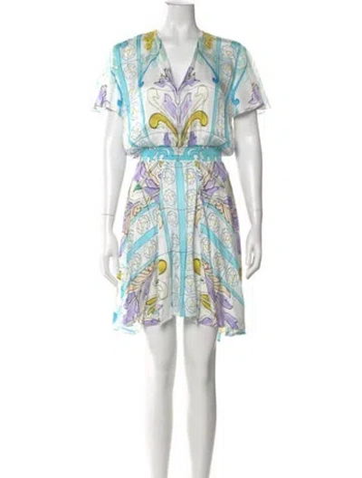 Pre-owned Maje Printed Knee-length Dress In White