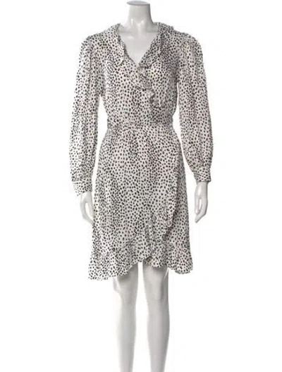 Pre-owned Maje Printed Knee-length Dress In White