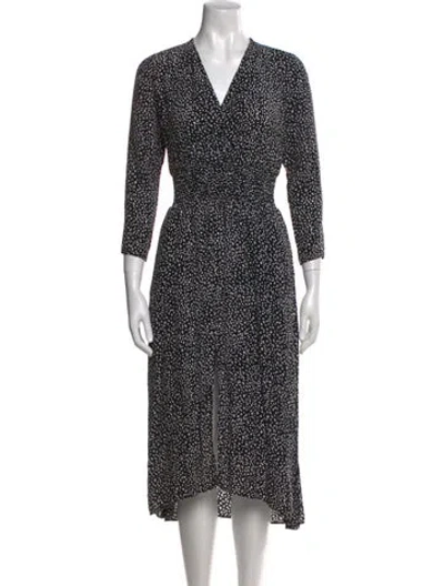 Pre-owned Maje Printed Long Dress In Black