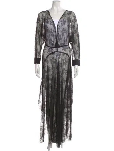 Pre-owned Maje Printed Long Dress In Black