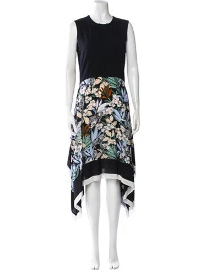 Pre-owned Maje Printed Long Dress In Black