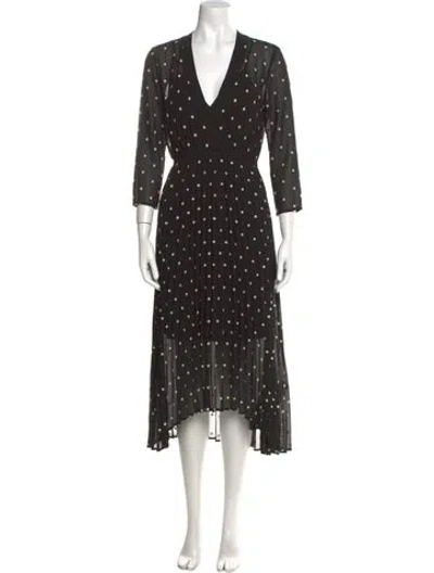 Pre-owned Maje Printed Long Dress In Black