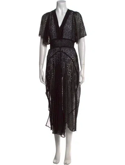 Pre-owned Maje Printed Long Dress In Black