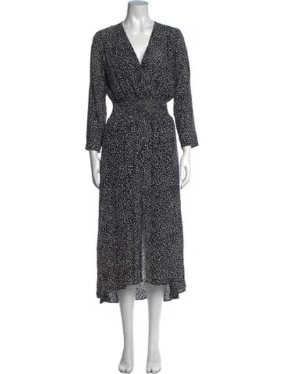 Pre-owned Maje Printed Long Dress In Black