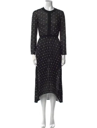 Pre-owned Maje Printed Long Dress In Black