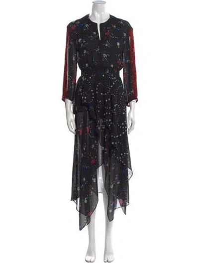 Pre-owned Maje Printed Long Dress In Black