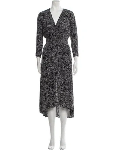 Pre-owned Maje Printed Long Dress In Black