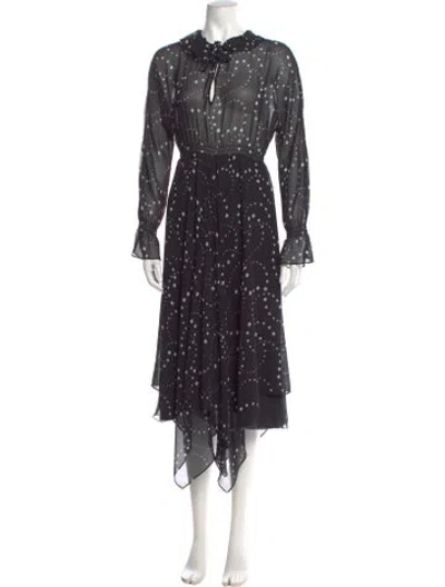 Pre-owned Maje Printed Long Dress In Black