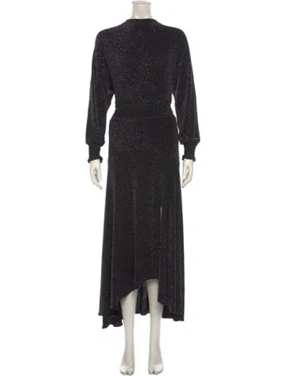 Pre-owned Maje Printed Long Dress In Black