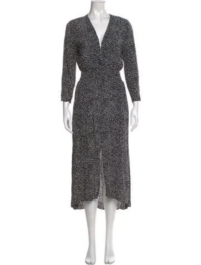 Pre-owned Maje Printed Long Dress In Black