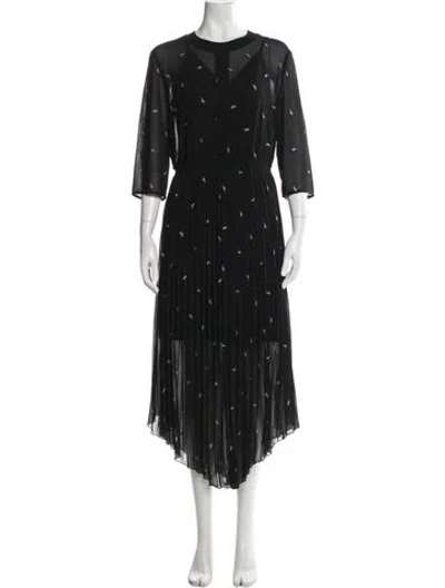 Pre-owned Maje Printed Long Dress In Black