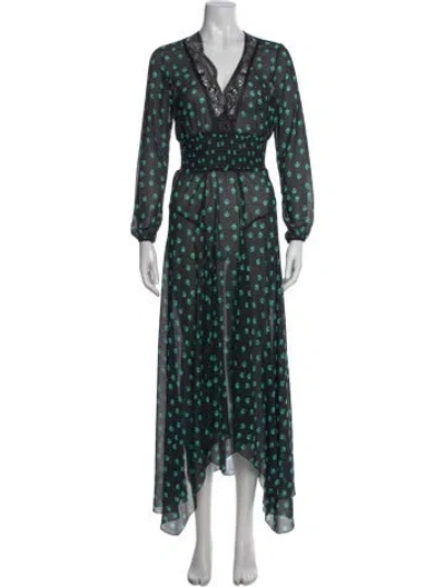 Pre-owned Maje Printed Long Dress In Black