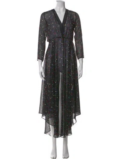 Pre-owned Maje Printed Long Dress In Black