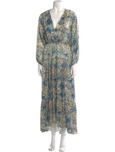Pre-owned Maje Printed Long Dress In Blue