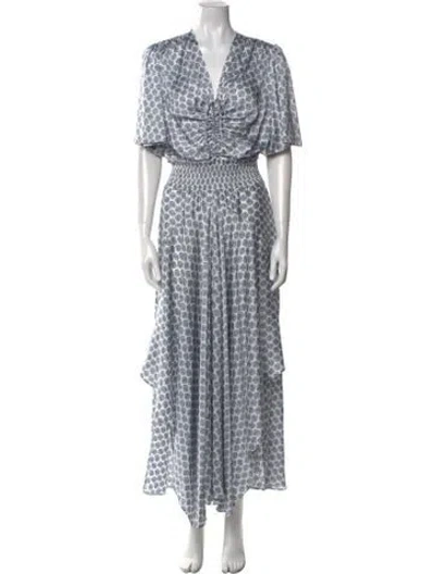 Pre-owned Maje Printed Long Dress In Blue