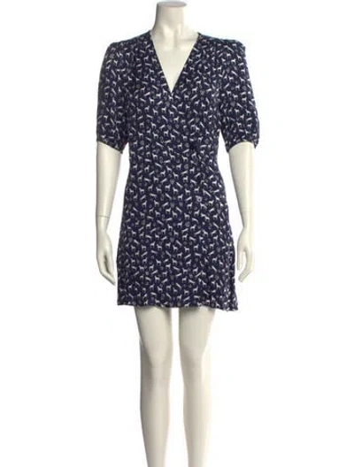 Pre-owned Maje Printed Long Dress In Blue