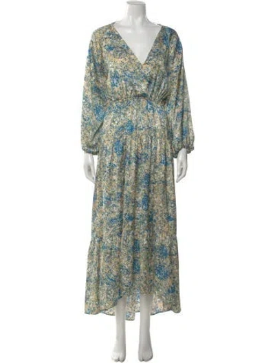 Pre-owned Maje Printed Long Dress In Blue