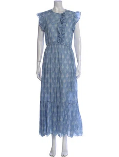 Pre-owned Maje Printed Long Dress In Blue