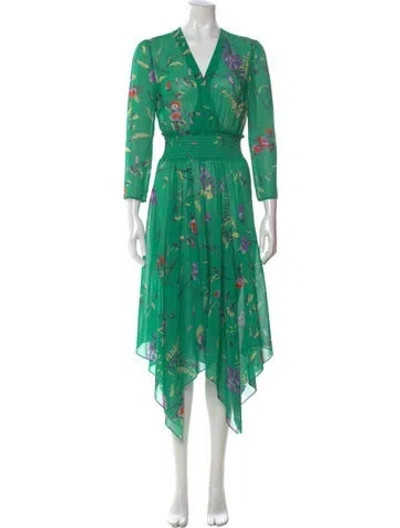 Pre-owned Maje Printed Long Dress In Green