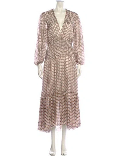 Pre-owned Maje Printed Long Dress In Neutral