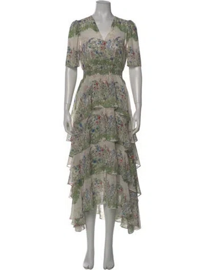 Pre-owned Maje Printed Long Dress In Neutral