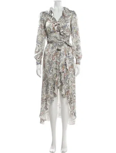 Pre-owned Maje Printed Long Dress In Neutral