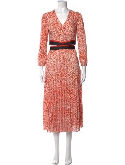Pre-owned Maje Printed Long Dress In Orange