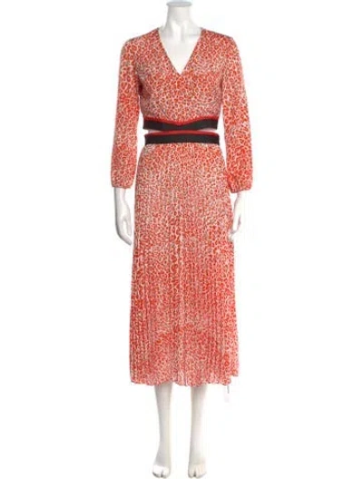 Pre-owned Maje Printed Long Dress In Orange