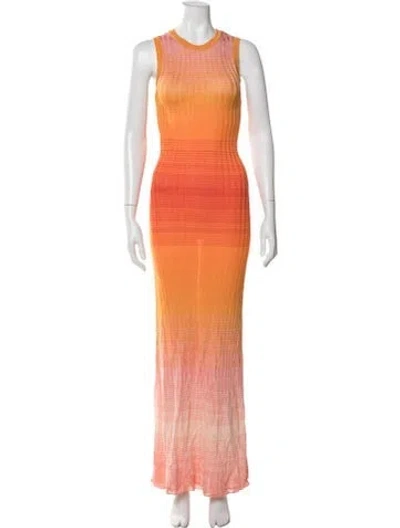 Pre-owned Maje Printed Long Dress In Orange