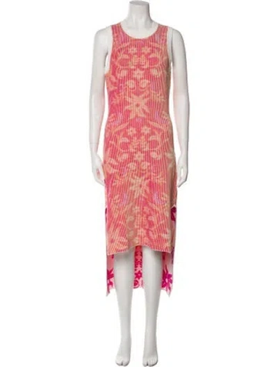 Pre-owned Maje Printed Long Dress In Pink