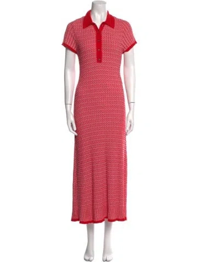 Pre-owned Maje Printed Long Dress In Pink