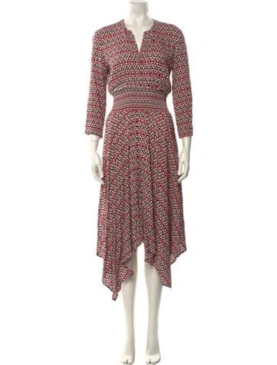 Pre-owned Maje Printed Long Dress In Red