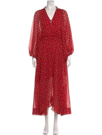 Pre-owned Maje Printed Long Dress In Red