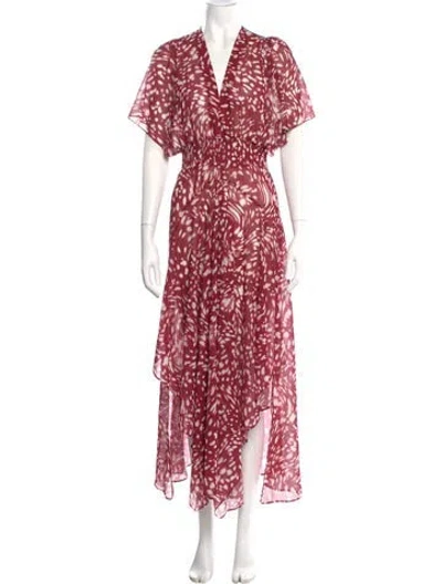 Pre-owned Maje Printed Long Dress In Red