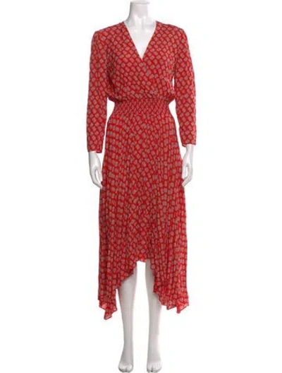 Pre-owned Maje Printed Long Dress In Red