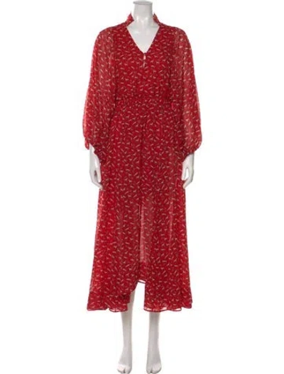 Pre-owned Maje Printed Long Dress In Red