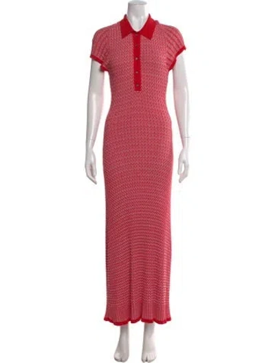 Pre-owned Maje Printed Long Dress In Red