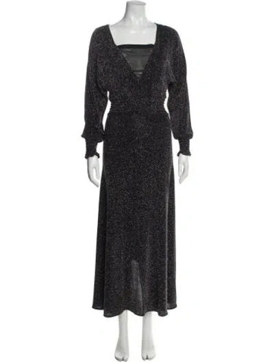 Pre-owned Maje Printed Long Dress In Silver