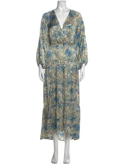 Pre-owned Maje Printed Long Dress W/ Tags In Blue