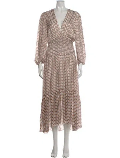 Pre-owned Maje Printed Long Dress W/ Tags In Neutral