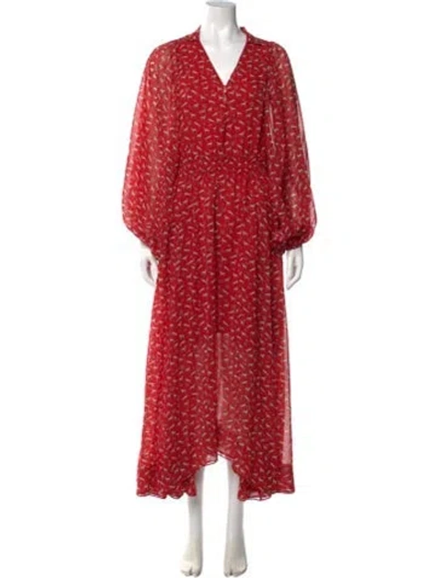 Pre-owned Maje Printed Long Dress W/ Tags In Red