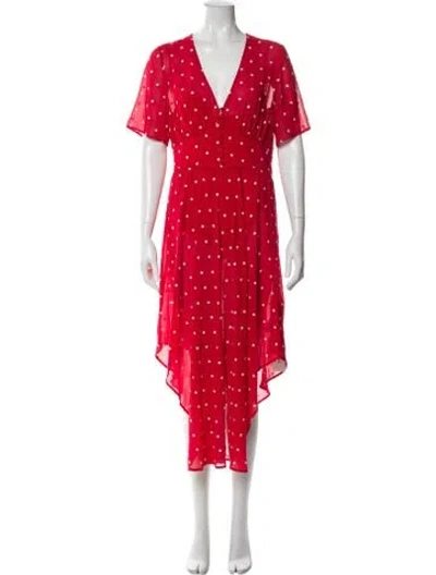 Pre-owned Maje Printed Long Dress W/ Tags In Red