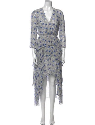 Pre-owned Maje Printed Long Dress In White