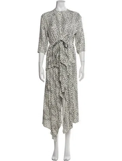 Pre-owned Maje Printed Long Dress In White