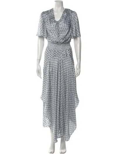 Pre-owned Maje Printed Long Dress In White